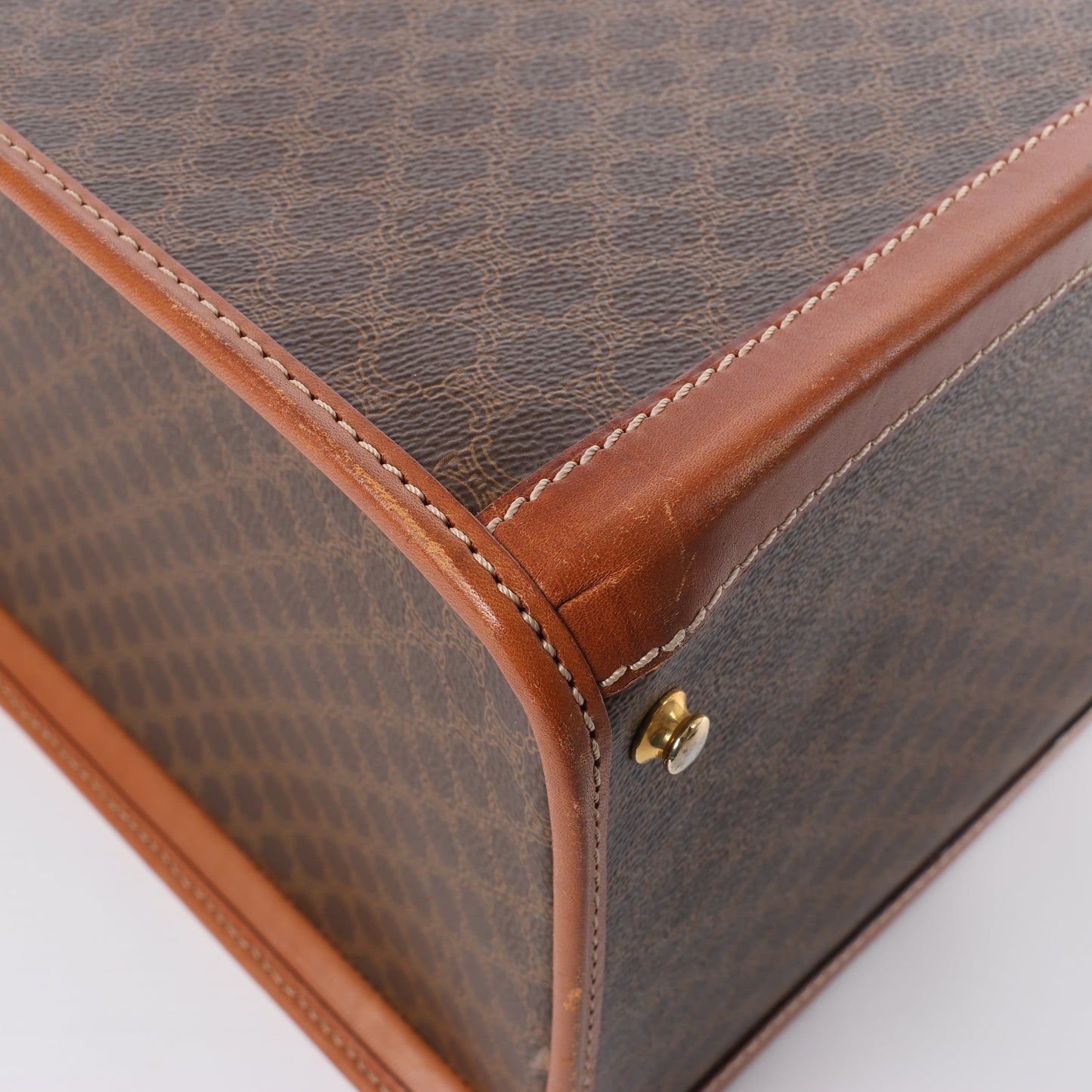 Celine Macadam PVC & Leather Attache Travel Bag in Brown