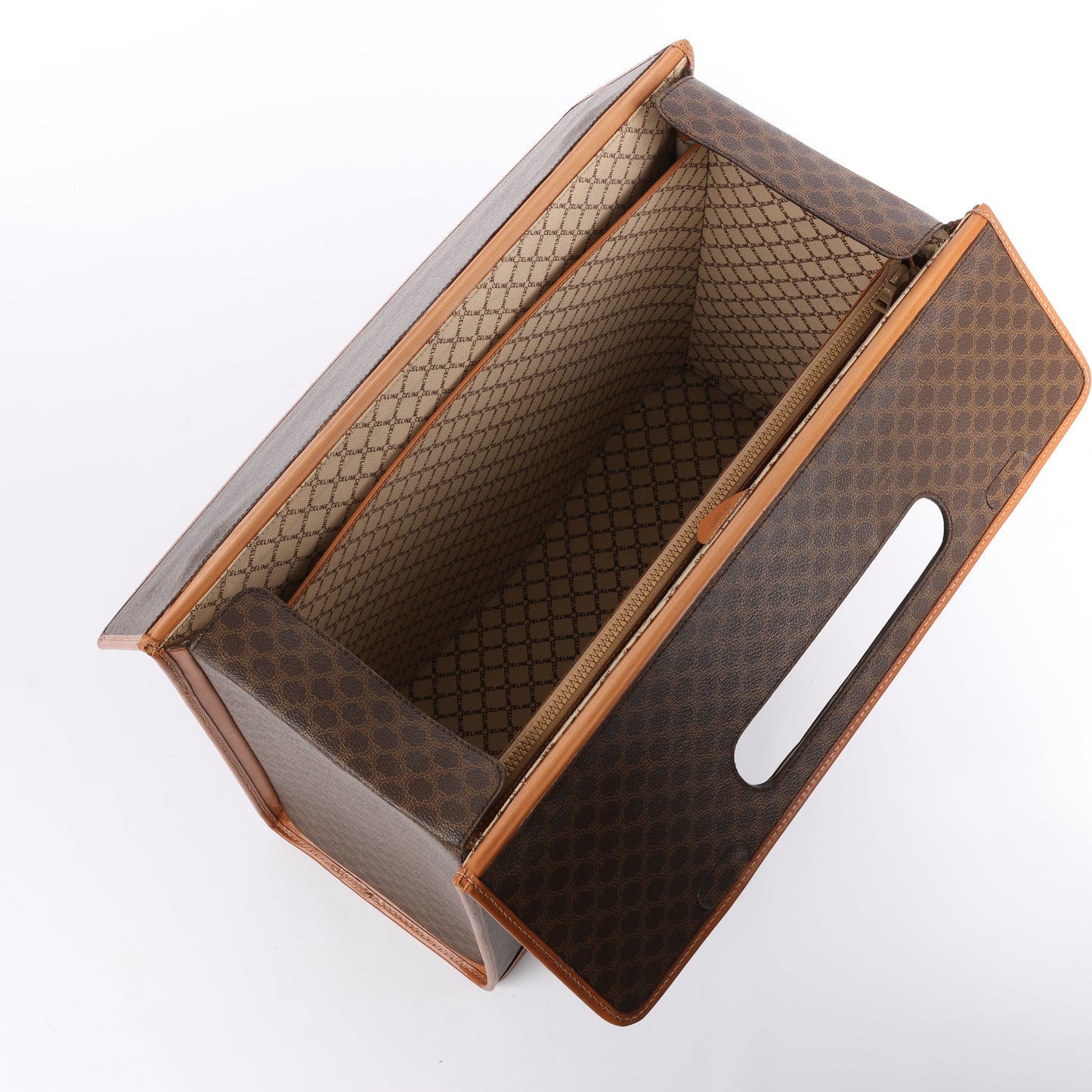 Celine Macadam PVC & Leather Attache Travel Bag in Brown