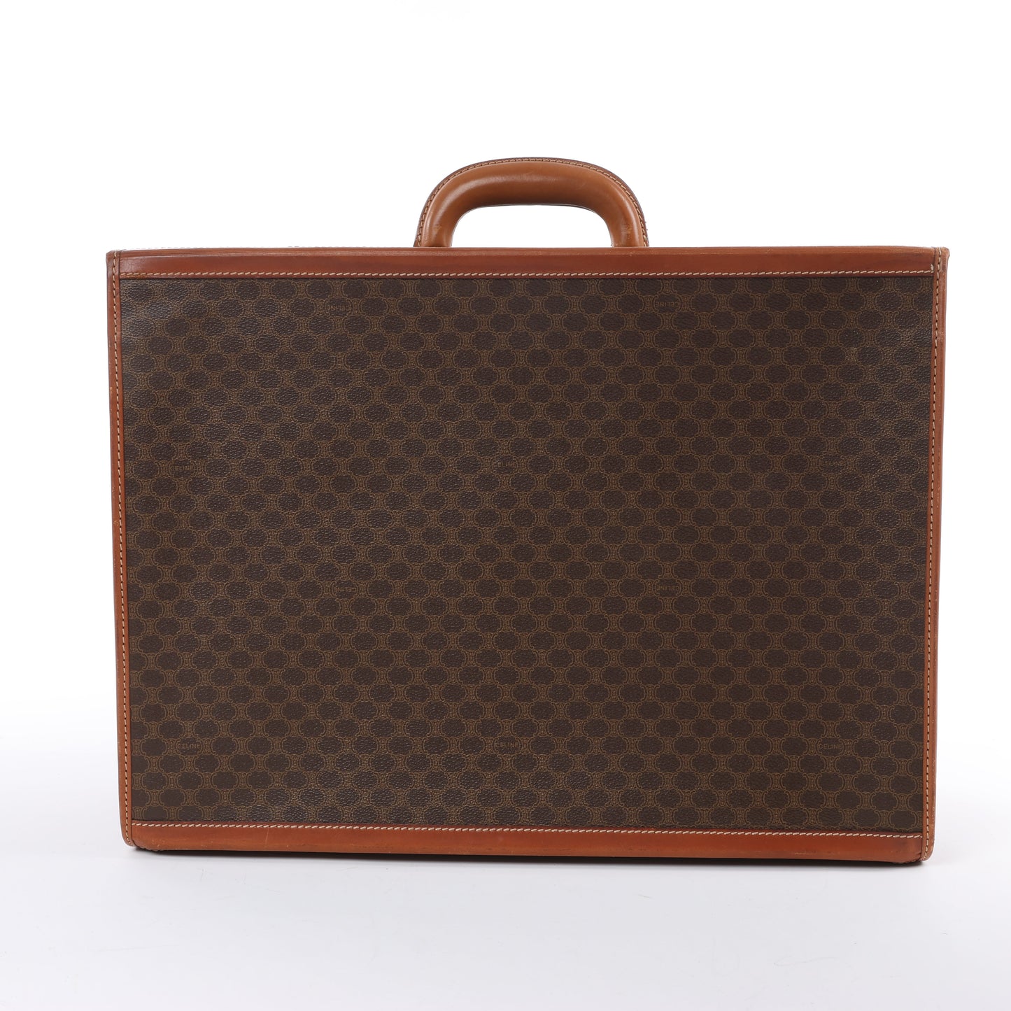 Celine Macadam PVC & Leather Attache Travel Bag in Brown