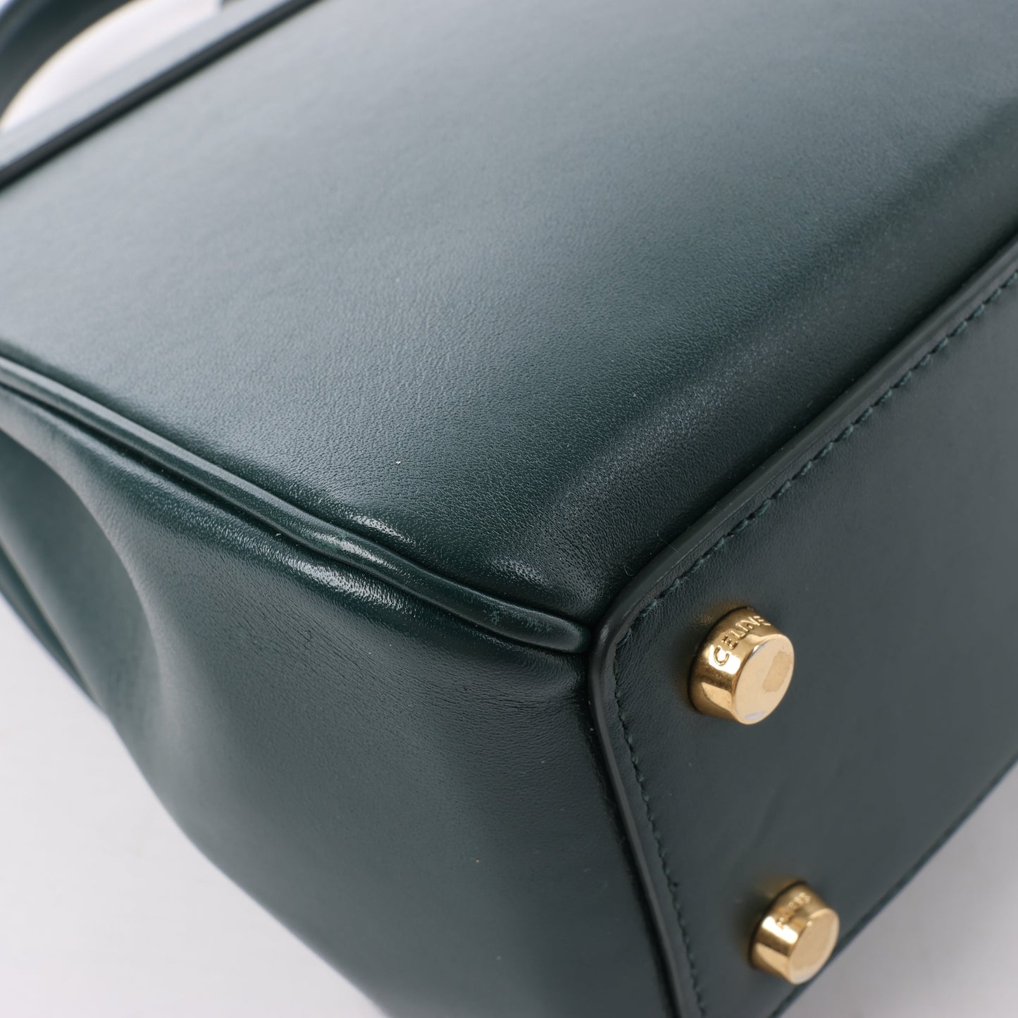 Celine Smooth Calfskin Sac 16 Small Handbag in Green