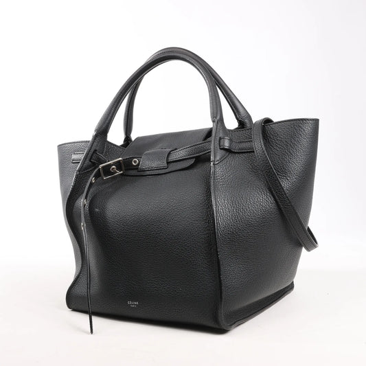 CELINE Big Bag Small Grained Leather 2way Handbag in Black