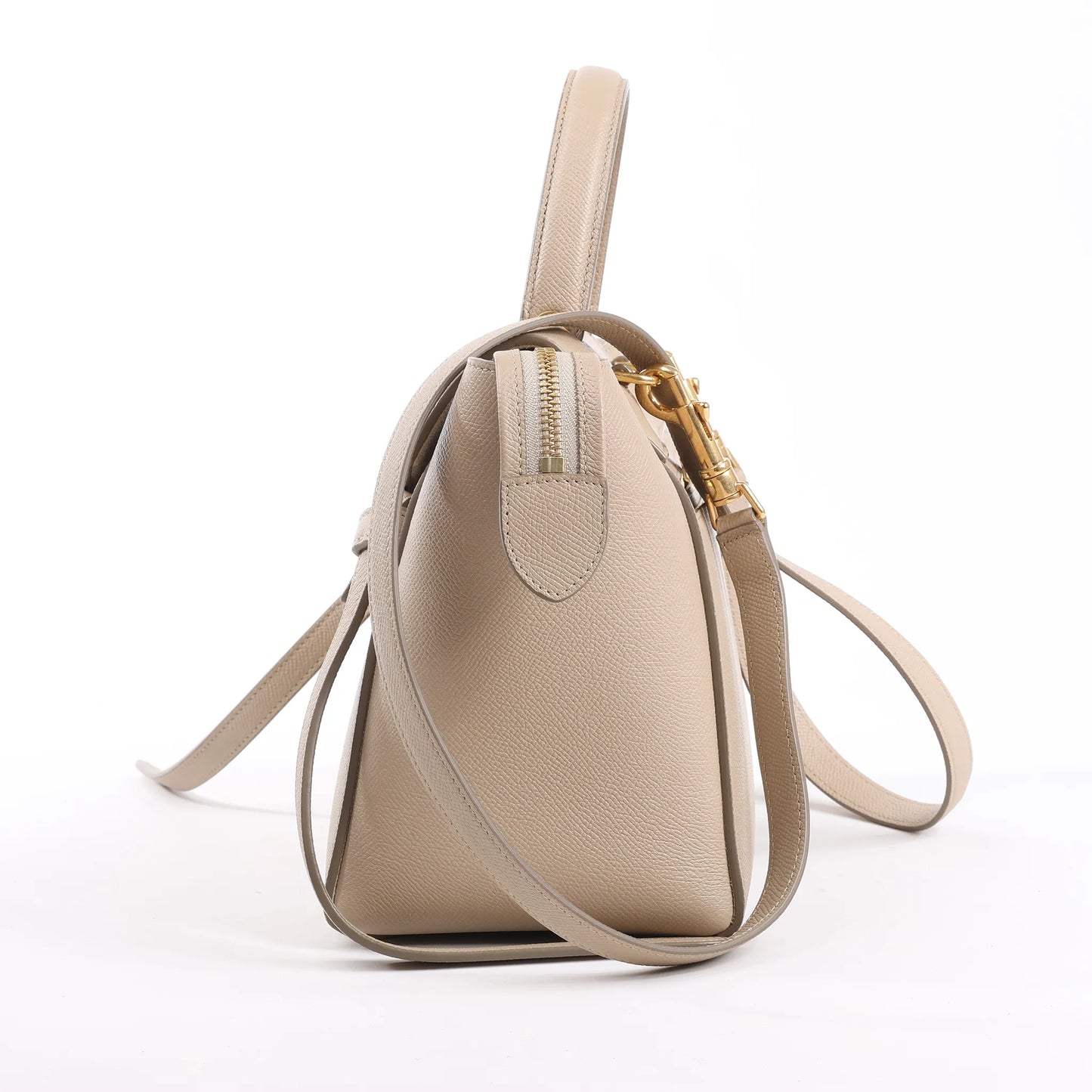 CELINE Belt Bag Grained Leather Micro 2Way Handbag in Beige