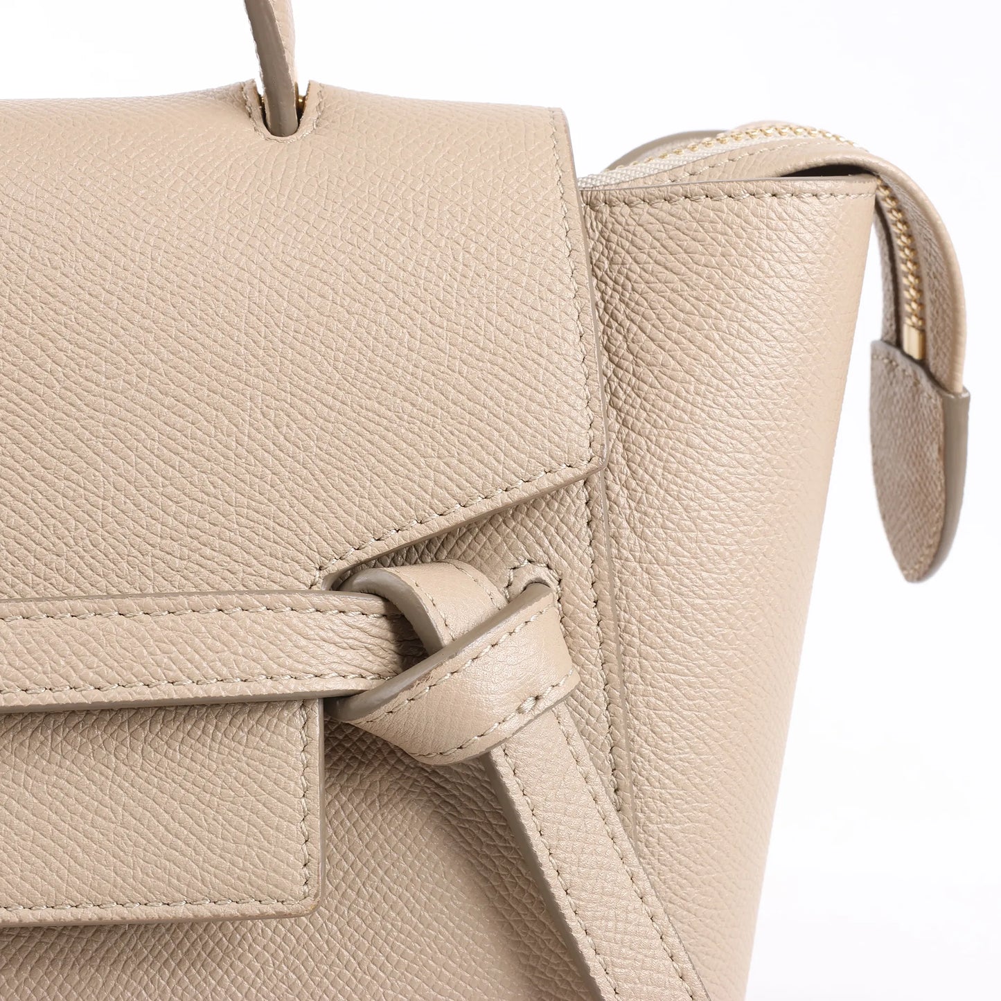 CELINE Belt Bag Grained Leather Micro 2Way Handbag in Beige
