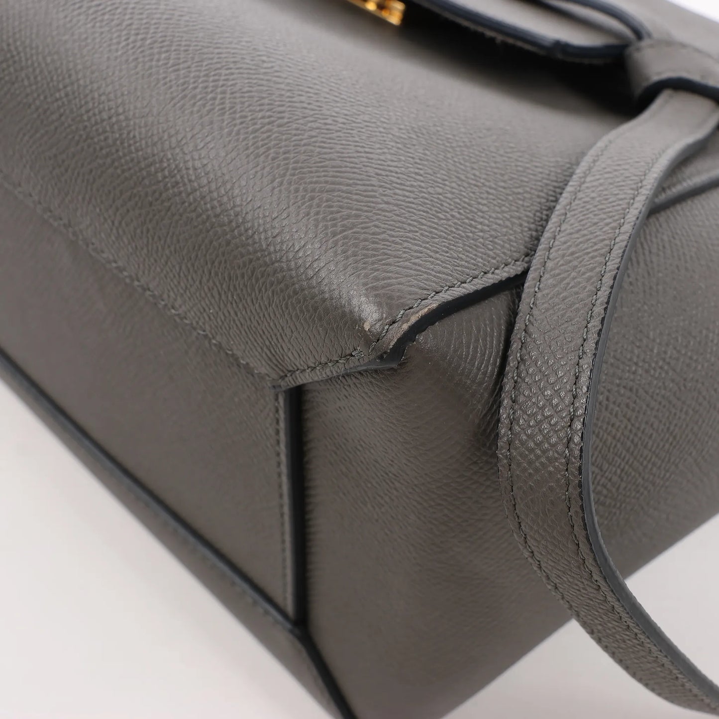 CELINE Belt Bag Grained Leather Micro 2Way Handbag in Gray