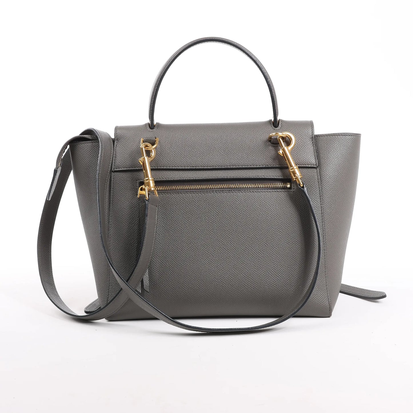 CELINE Belt Bag Grained Leather Micro 2Way Handbag in Gray