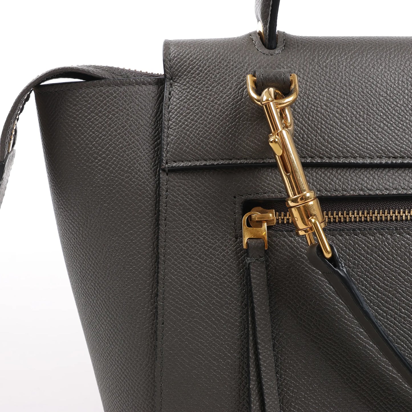 CELINE Belt Bag Grained Leather Micro 2Way Handbag in Gray