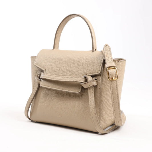 Celine Belt Bag Pico Leather 2way Handbag in Beige