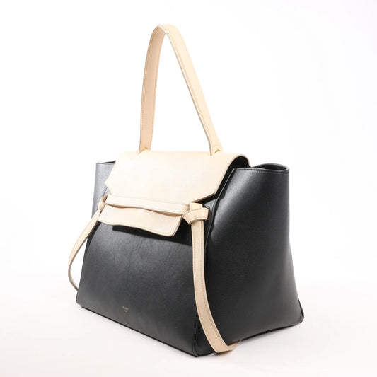 Celine Belt Bag Mini Leather 2way Handbag in Black x Beige