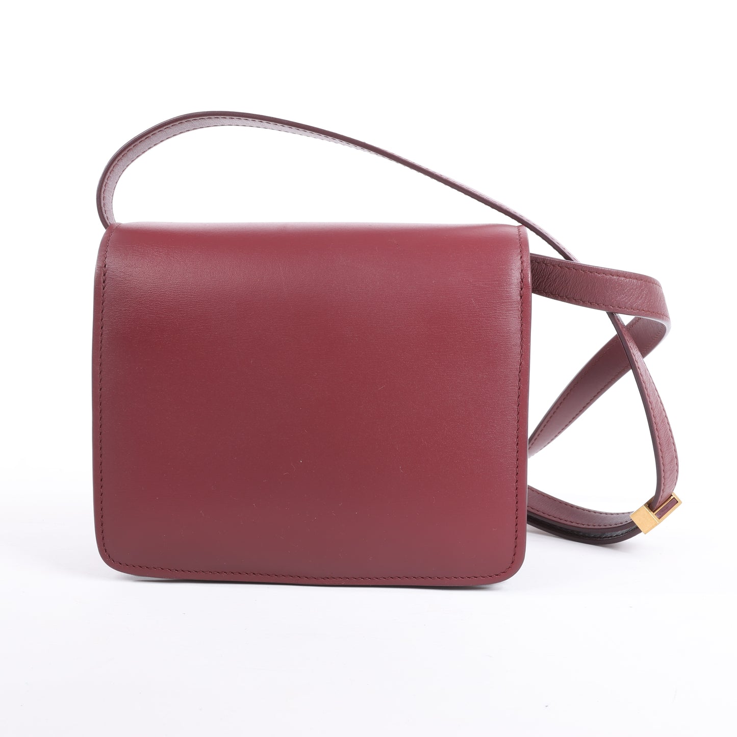 Petit sac à bandoulière en cuir Celine Classic Box bordeaux