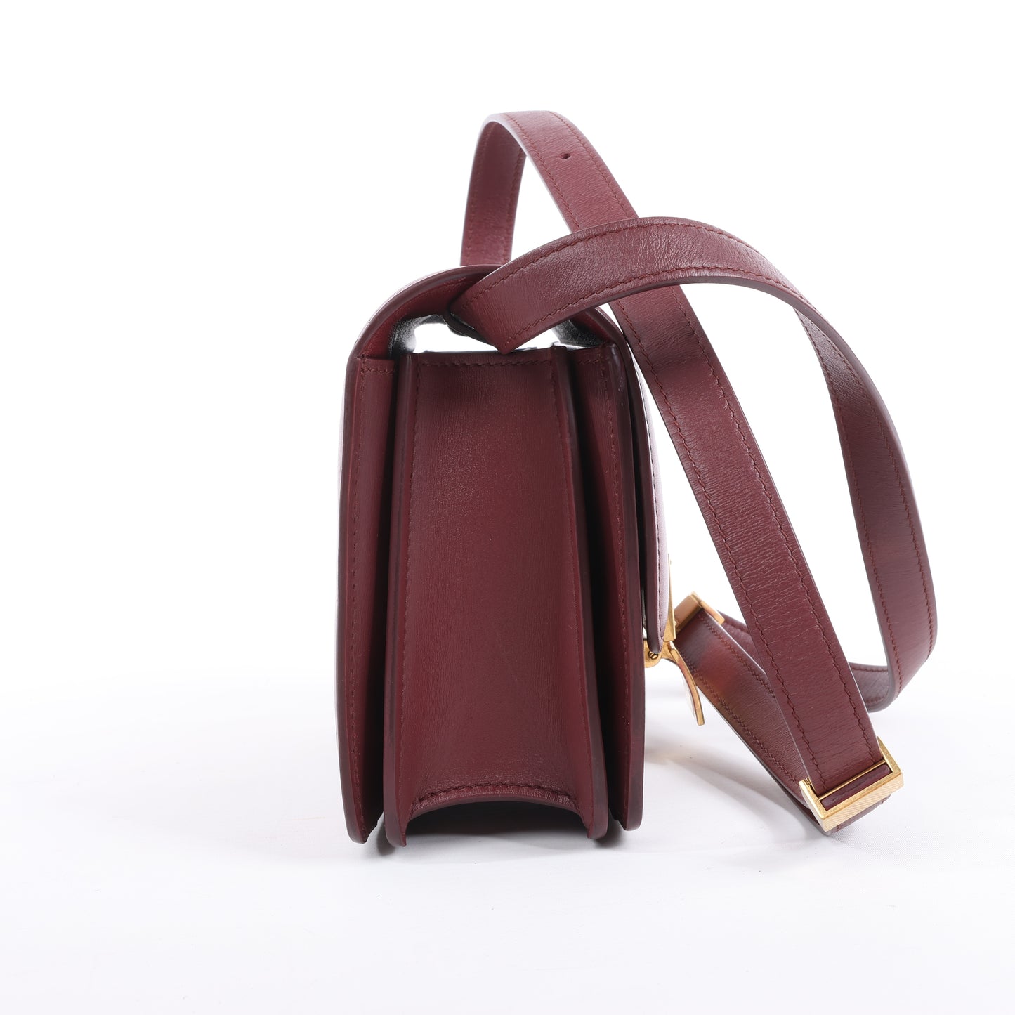 Petit sac à bandoulière en cuir Celine Classic Box bordeaux