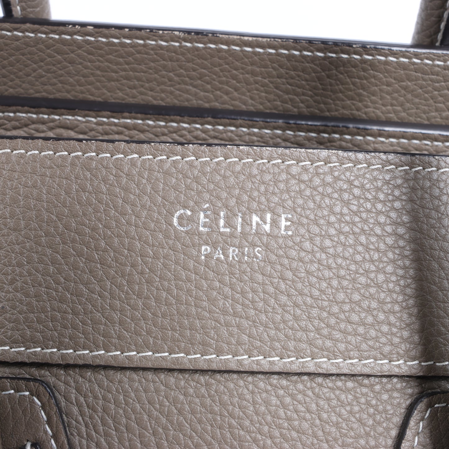 CELINE Luggage Micro Leather Handbag in Greige