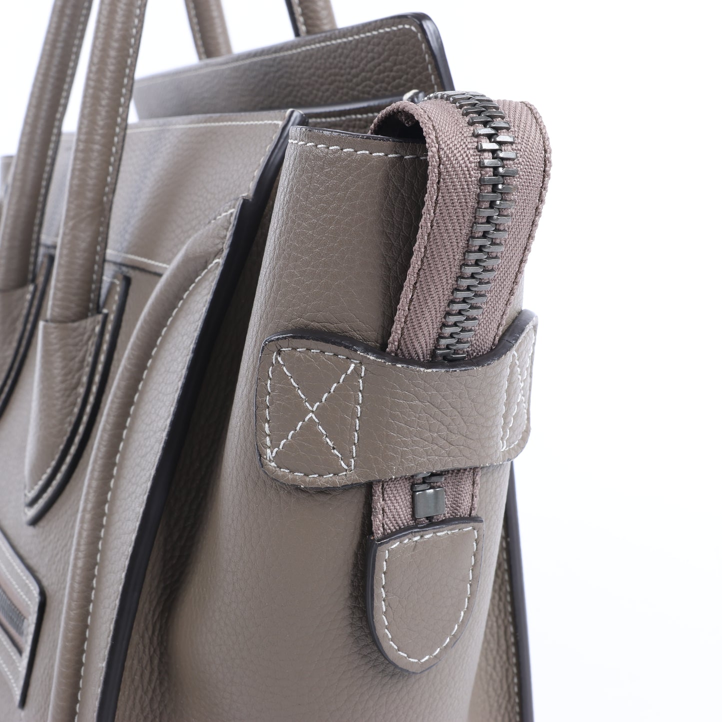 CELINE Luggage Micro Leather Handbag in Greige