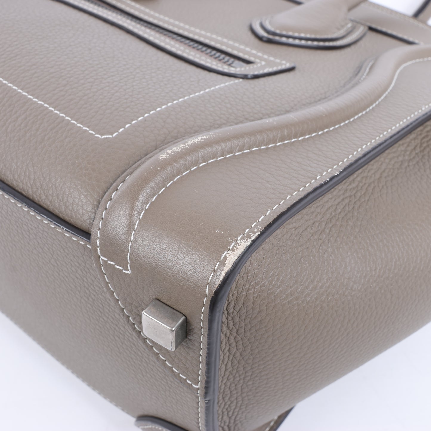 CELINE Luggage Micro Leather Handbag in Greige
