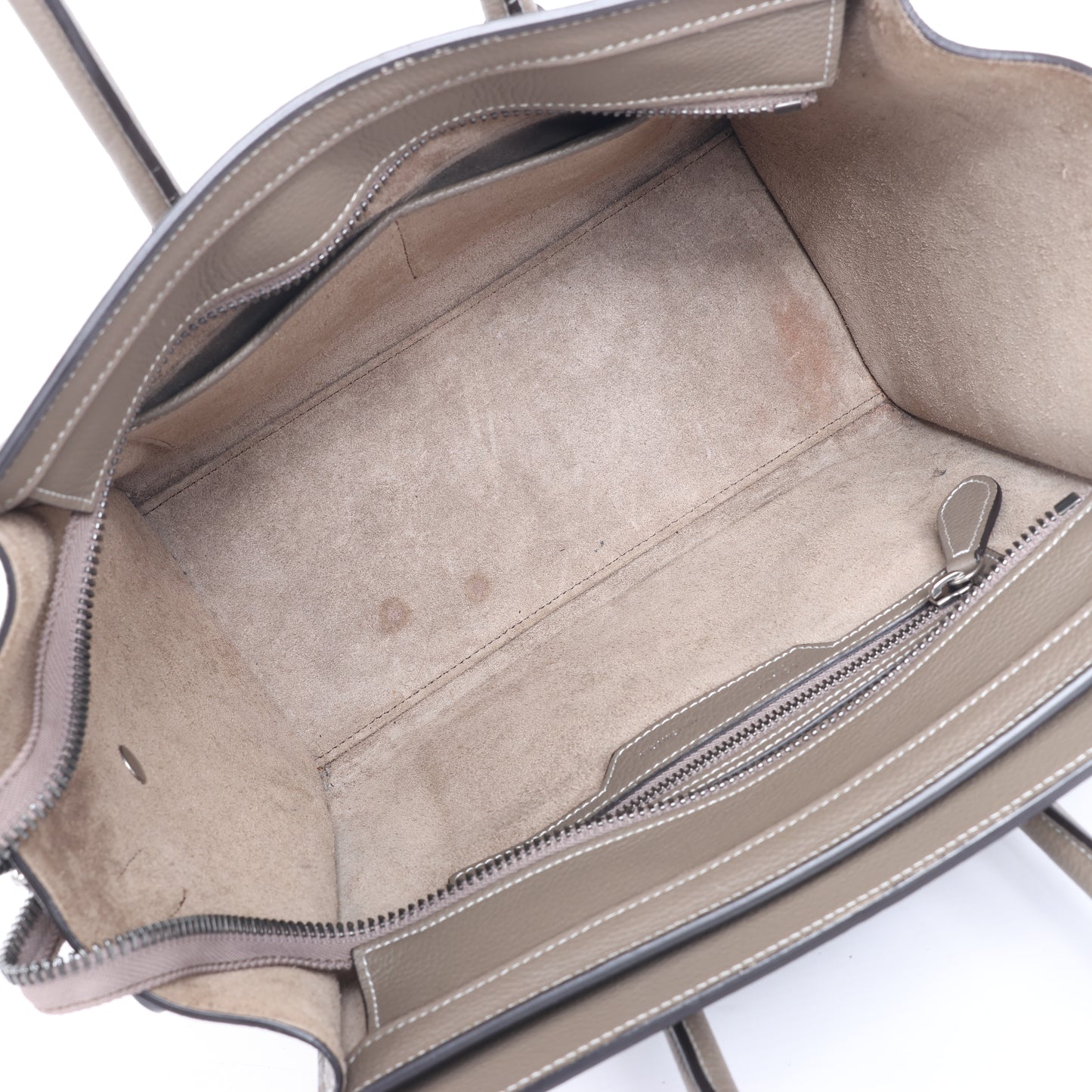 CELINE Luggage Micro Leather Handbag in Greige