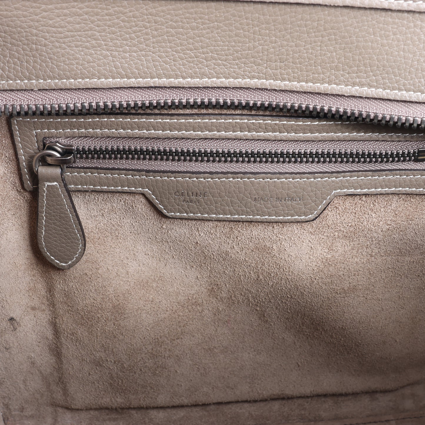 CELINE Luggage Micro Leather Handbag in Greige