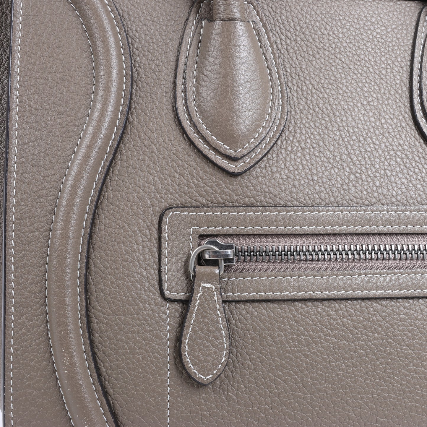 CELINE Luggage Micro Leather Handbag in Greige