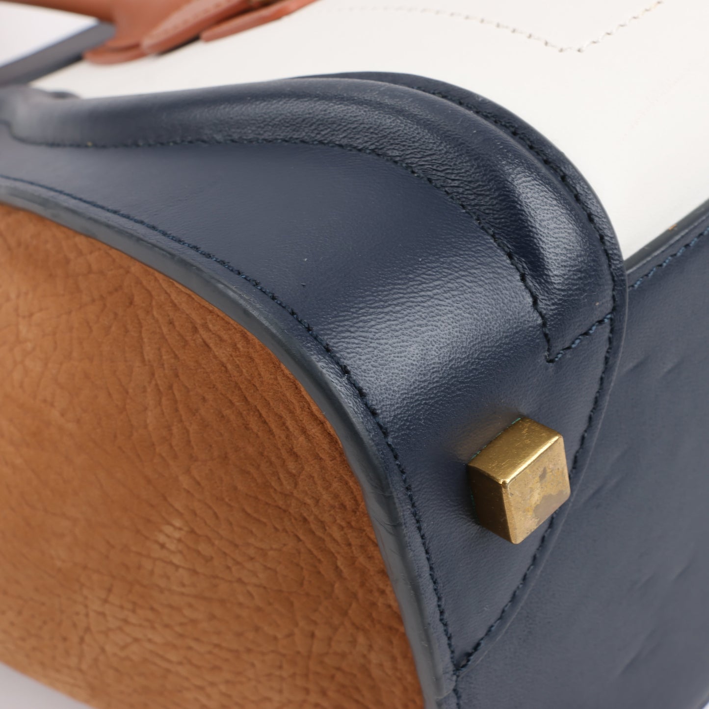 CELINE Luggage Micro Leather x Suede Handbag Tri-color in Brown