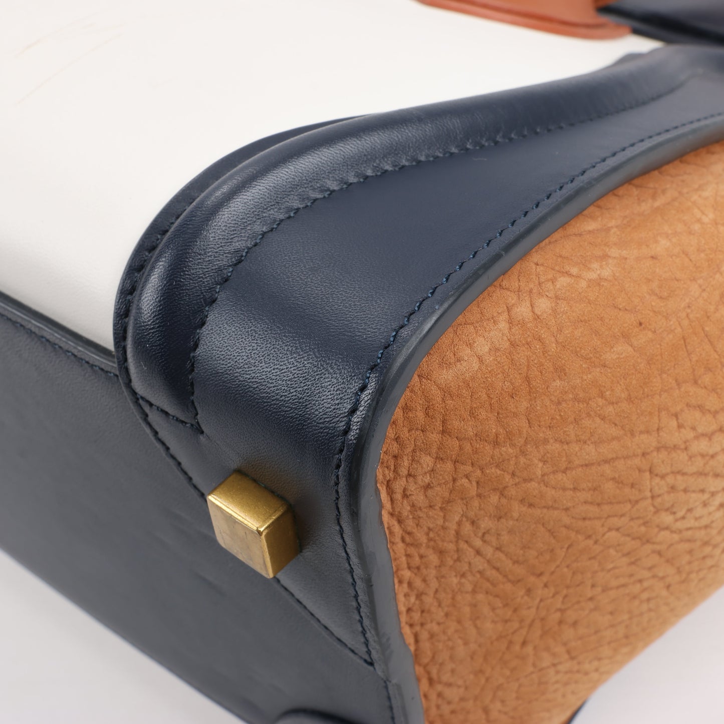 CELINE Luggage Micro Leather x Suede Handbag Tri-color in Brown