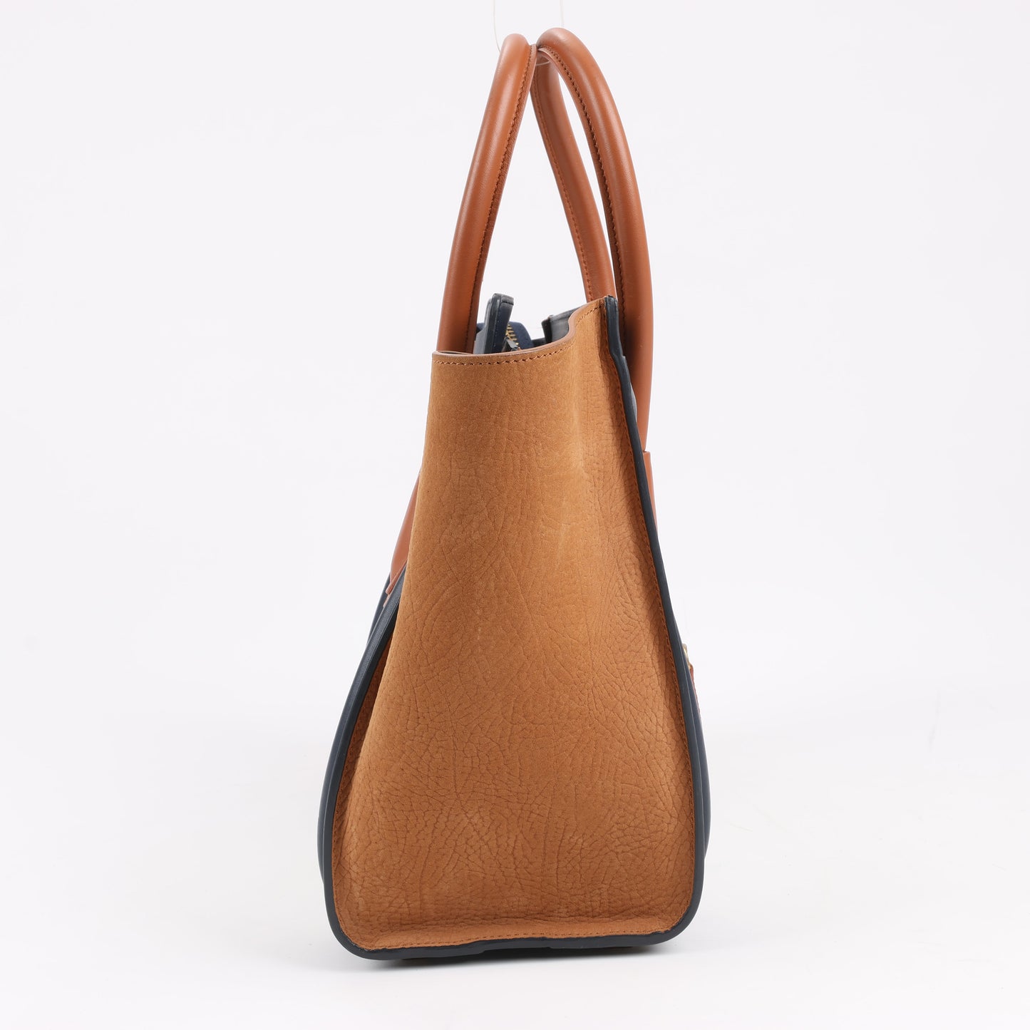 CELINE Luggage Micro Leather x Suede Handbag Tri-color in Brown