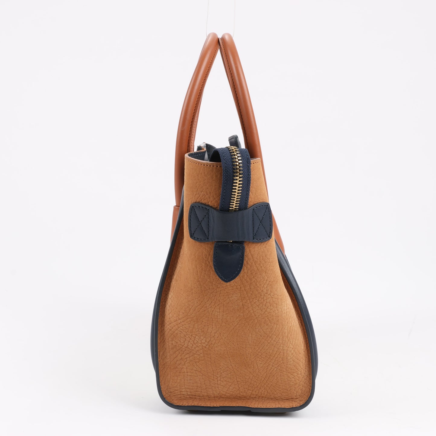 CELINE Luggage Micro Leather x Suede Handbag Tri-color in Brown