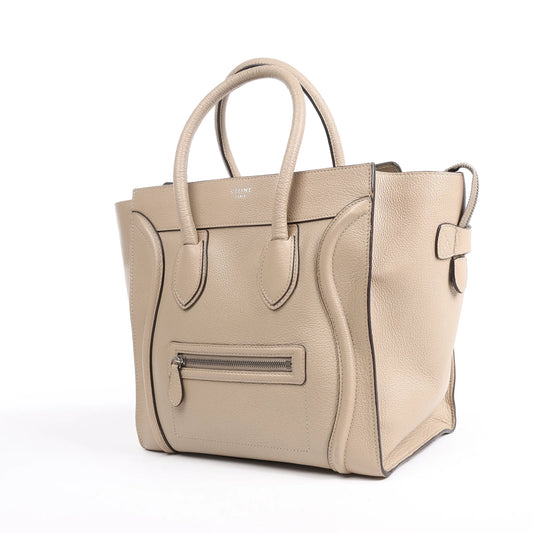Celine Luggage Mini Leather Handbag in Beige