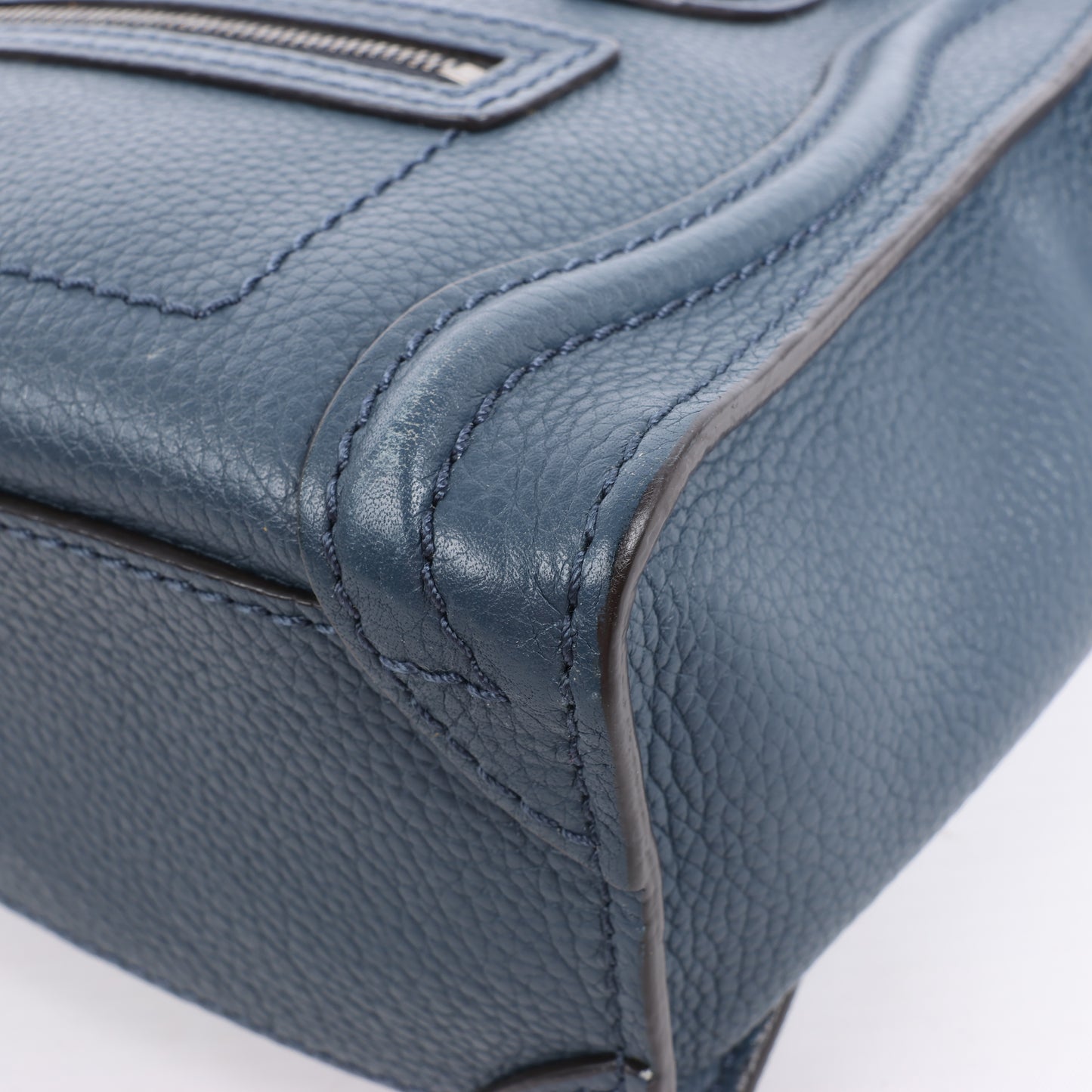 Sac à main double usage en cuir CELINE Nano Luggage bleu marine