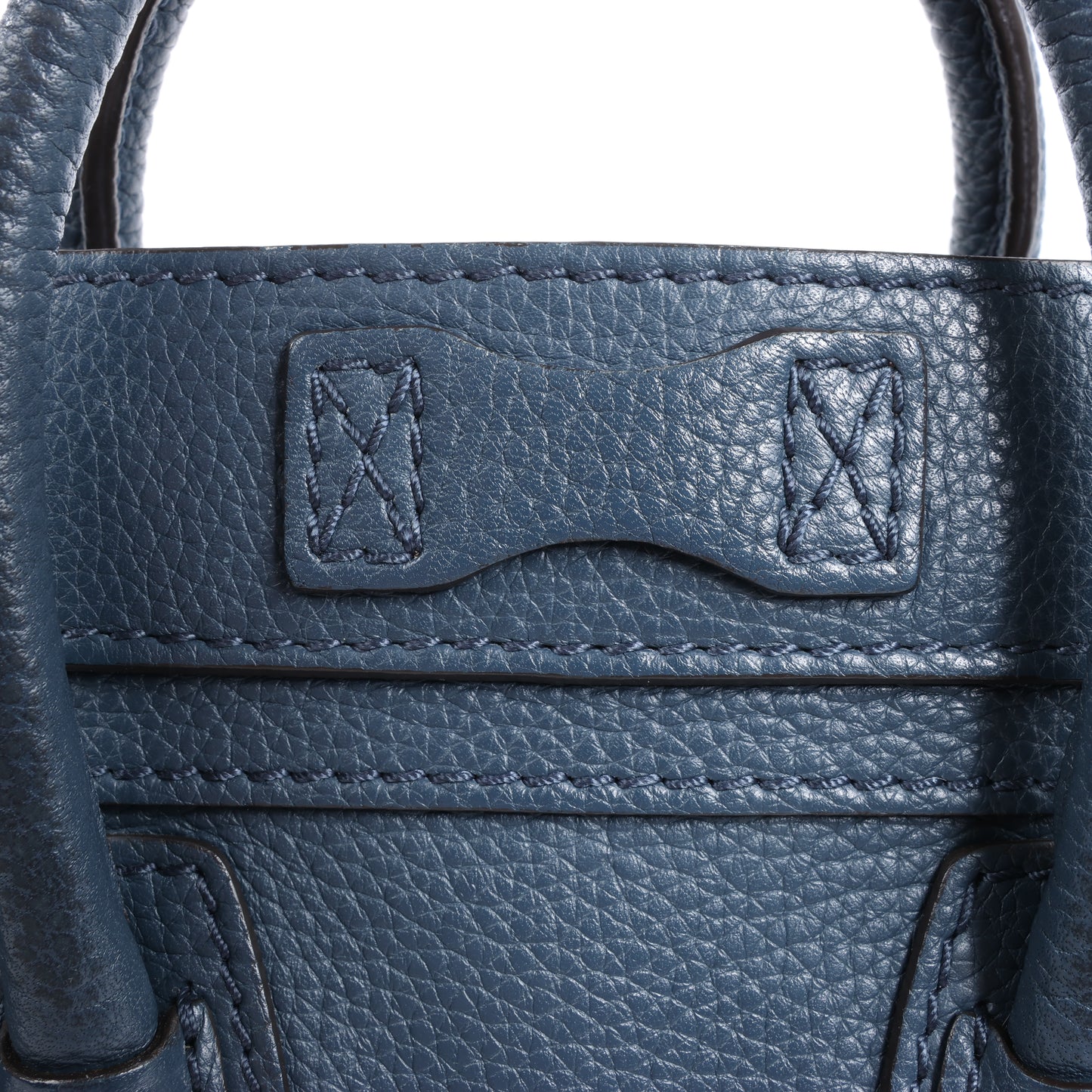 Sac à main double usage en cuir CELINE Nano Luggage bleu marine