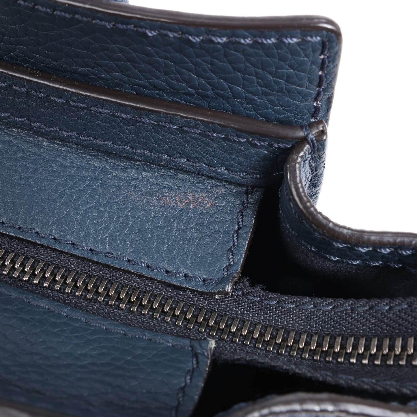 Sac à main double usage en cuir CELINE Nano Luggage bleu marine