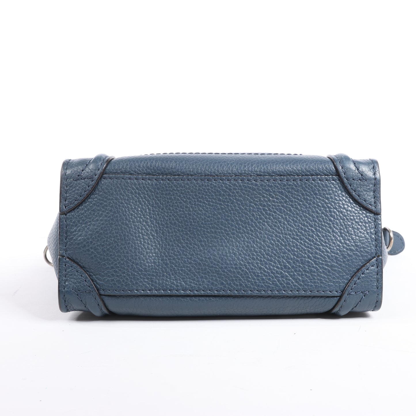 Sac à main double usage en cuir CELINE Nano Luggage bleu marine