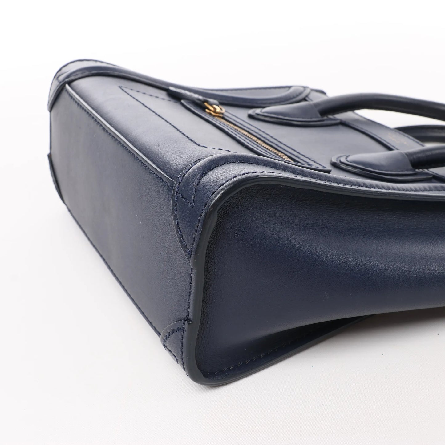 Sac à main double usage en cuir CELINE Nano Luggage bleu marine
