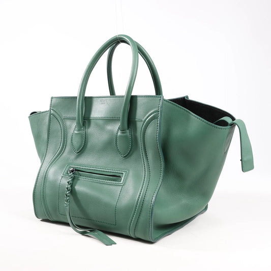 CELINE Luggage Phantom Small Leather Handbag in Green