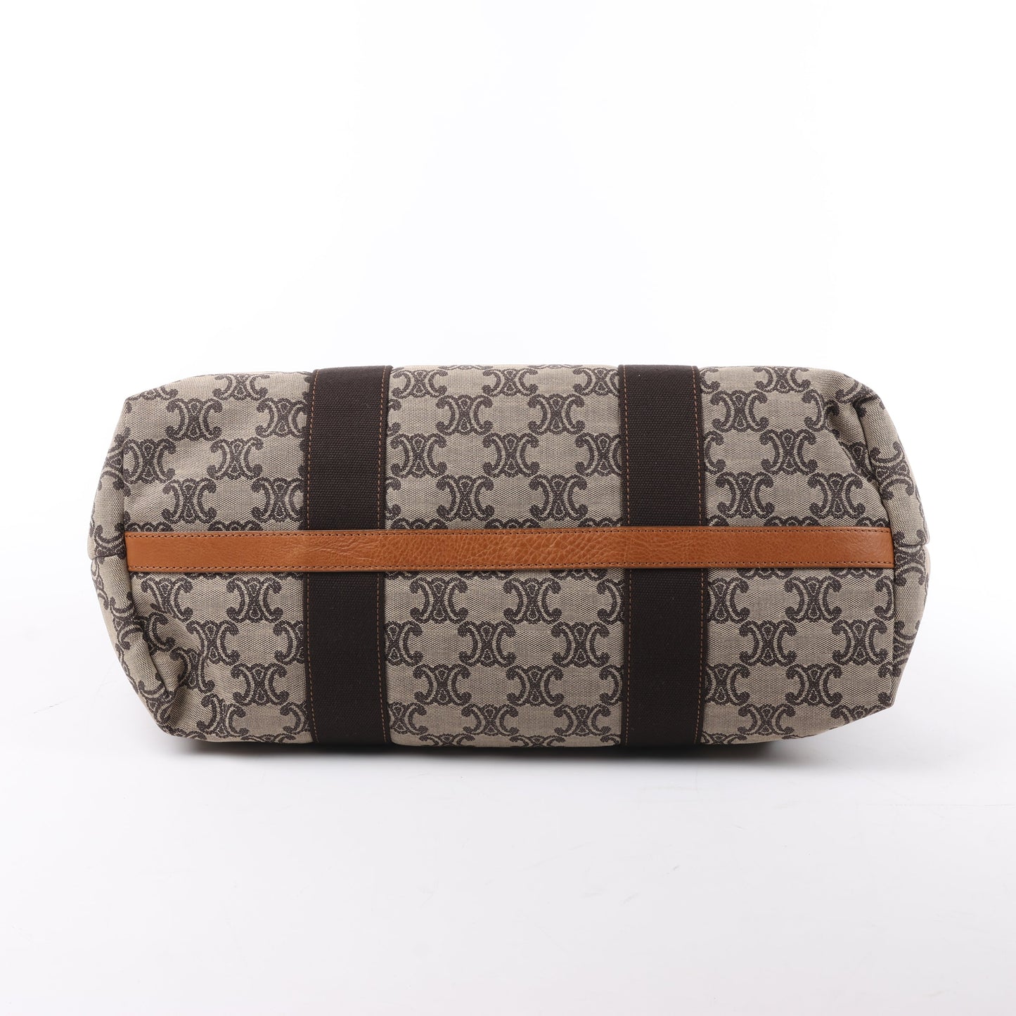 Sac cabas CELINE en toile Macadam et cuir beige et marron
