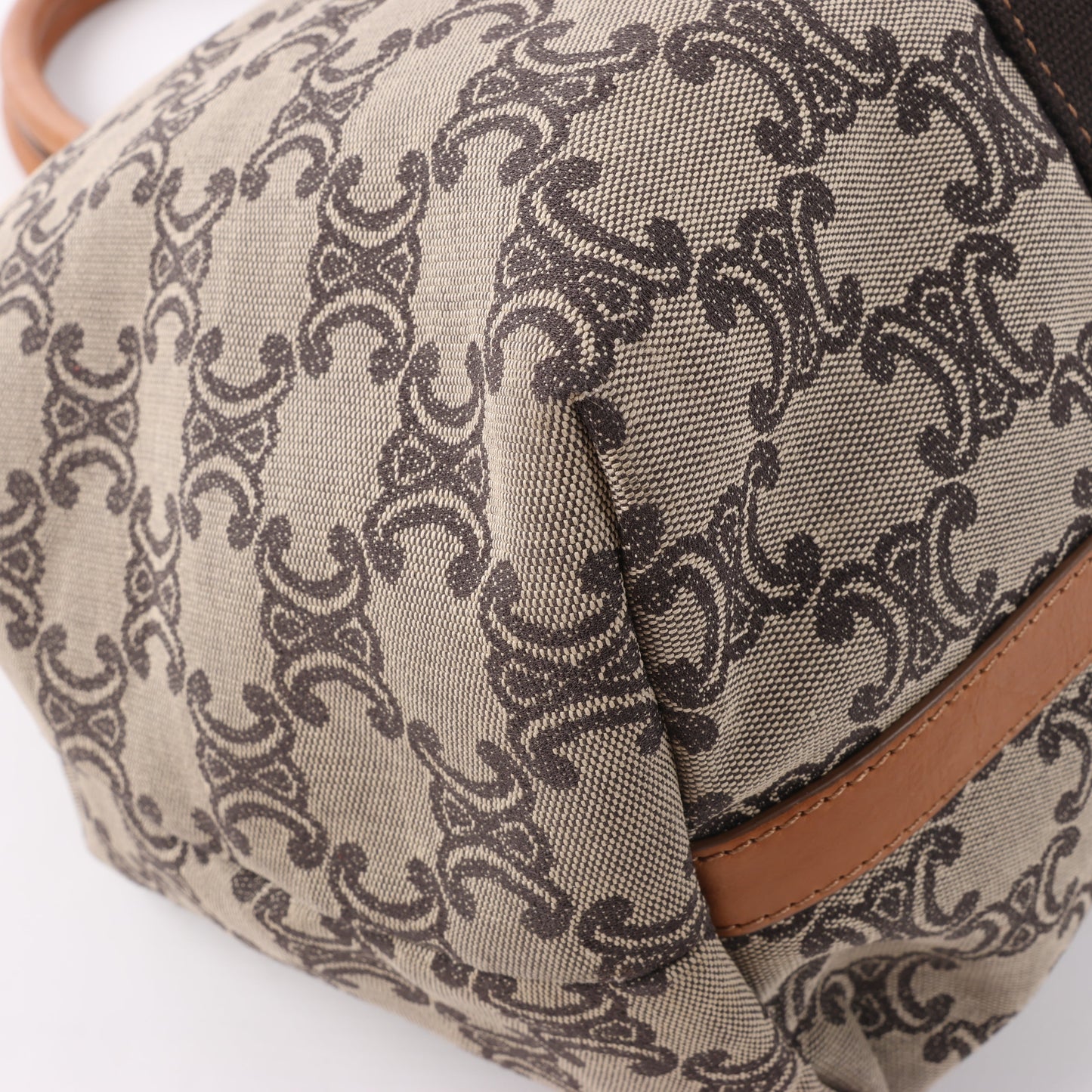 Sac cabas CELINE en toile Macadam et cuir beige et marron