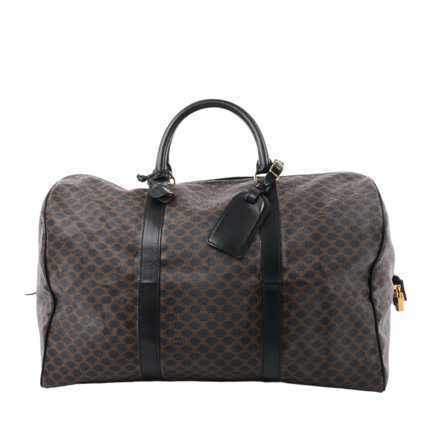 Sac de voyage Boston en PVC et cuir Macadam Celine, noir et marron