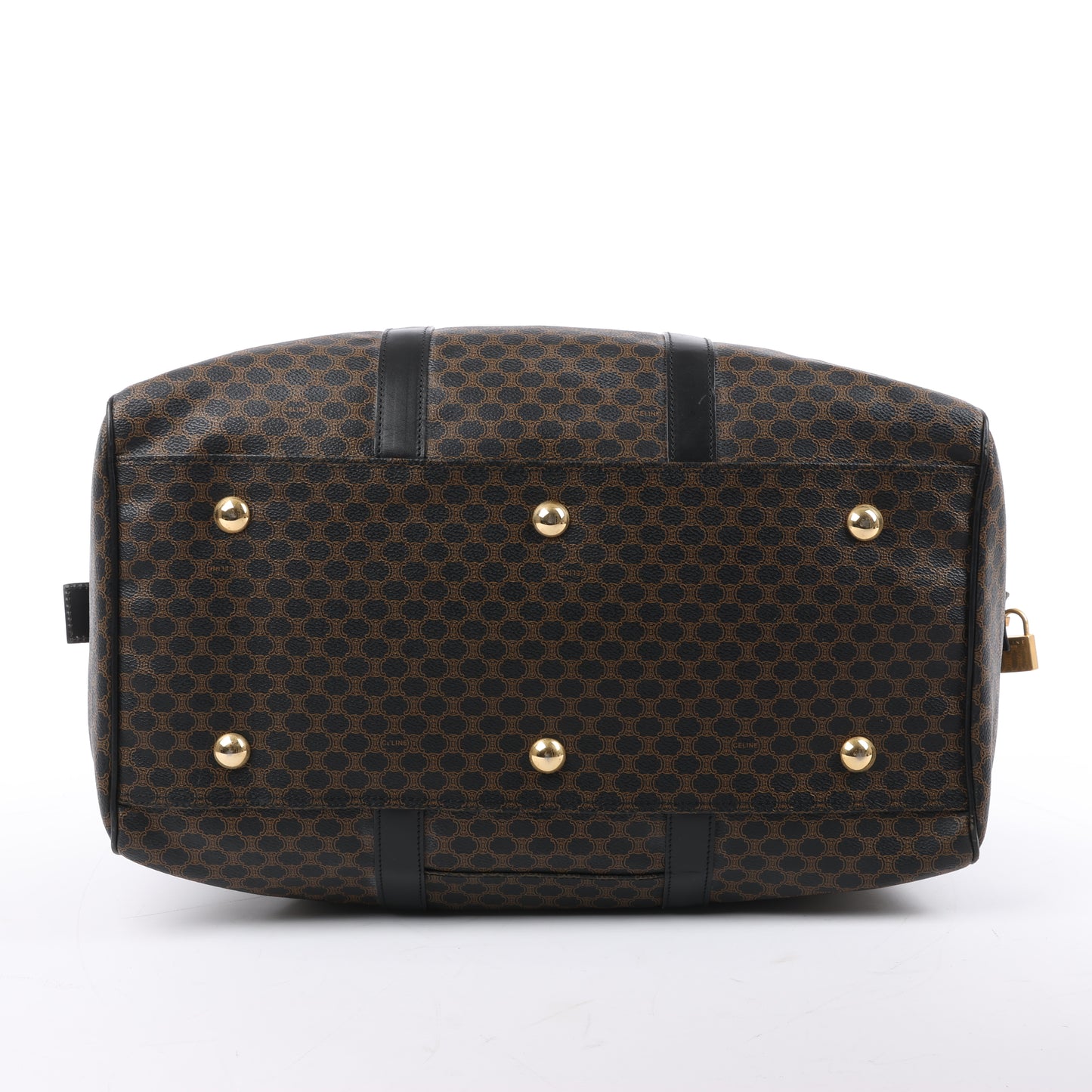 Sac de voyage Boston en PVC et cuir Macadam Celine, noir et marron