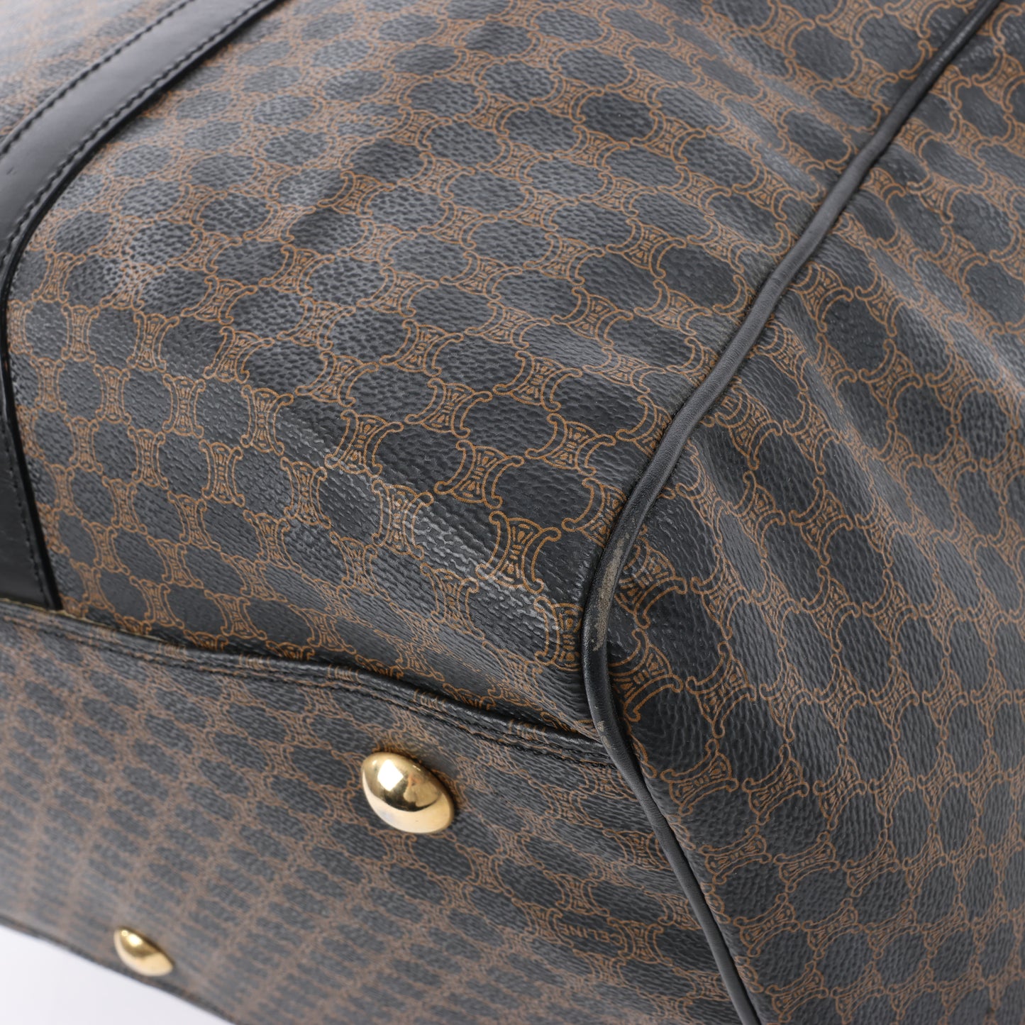 Sac de voyage Boston en PVC et cuir Macadam Celine, noir et marron
