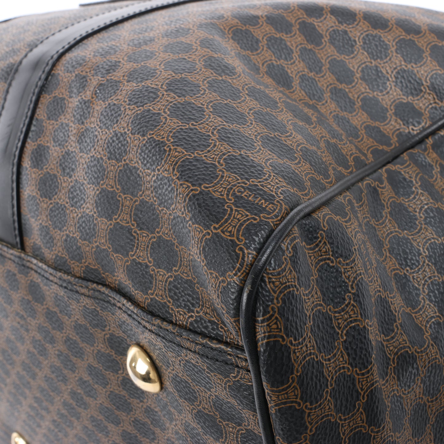 Sac de voyage Boston en PVC et cuir Macadam Celine, noir et marron