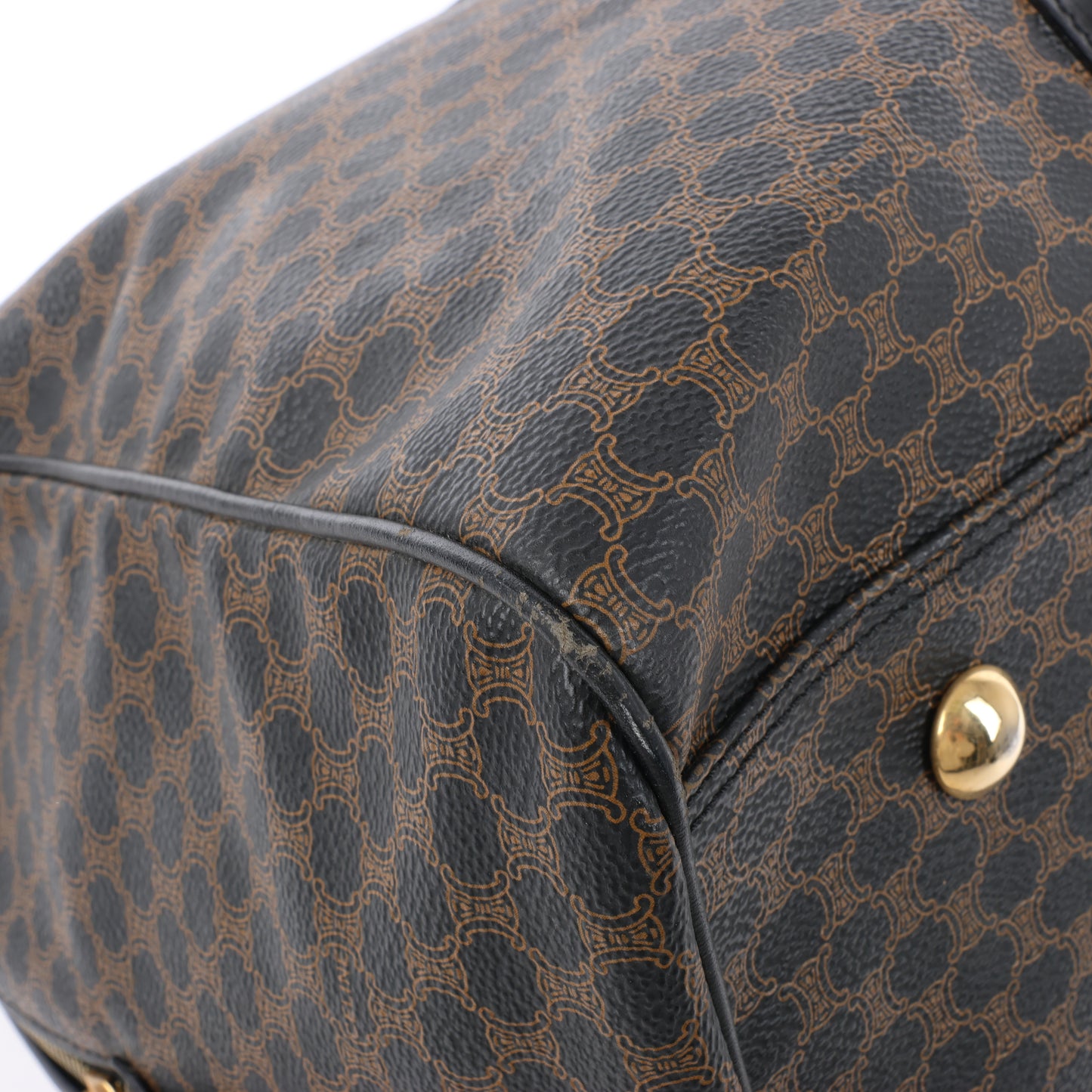 Sac de voyage Boston en PVC et cuir Macadam Celine, noir et marron