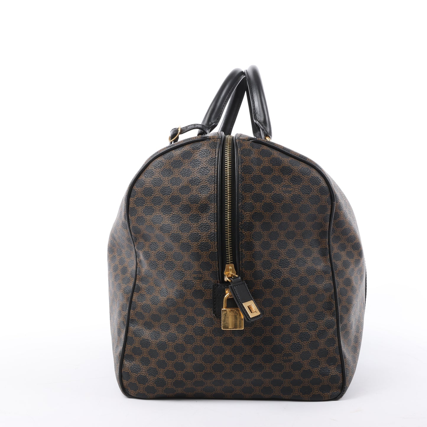 Sac de voyage Boston en PVC et cuir Macadam Celine, noir et marron