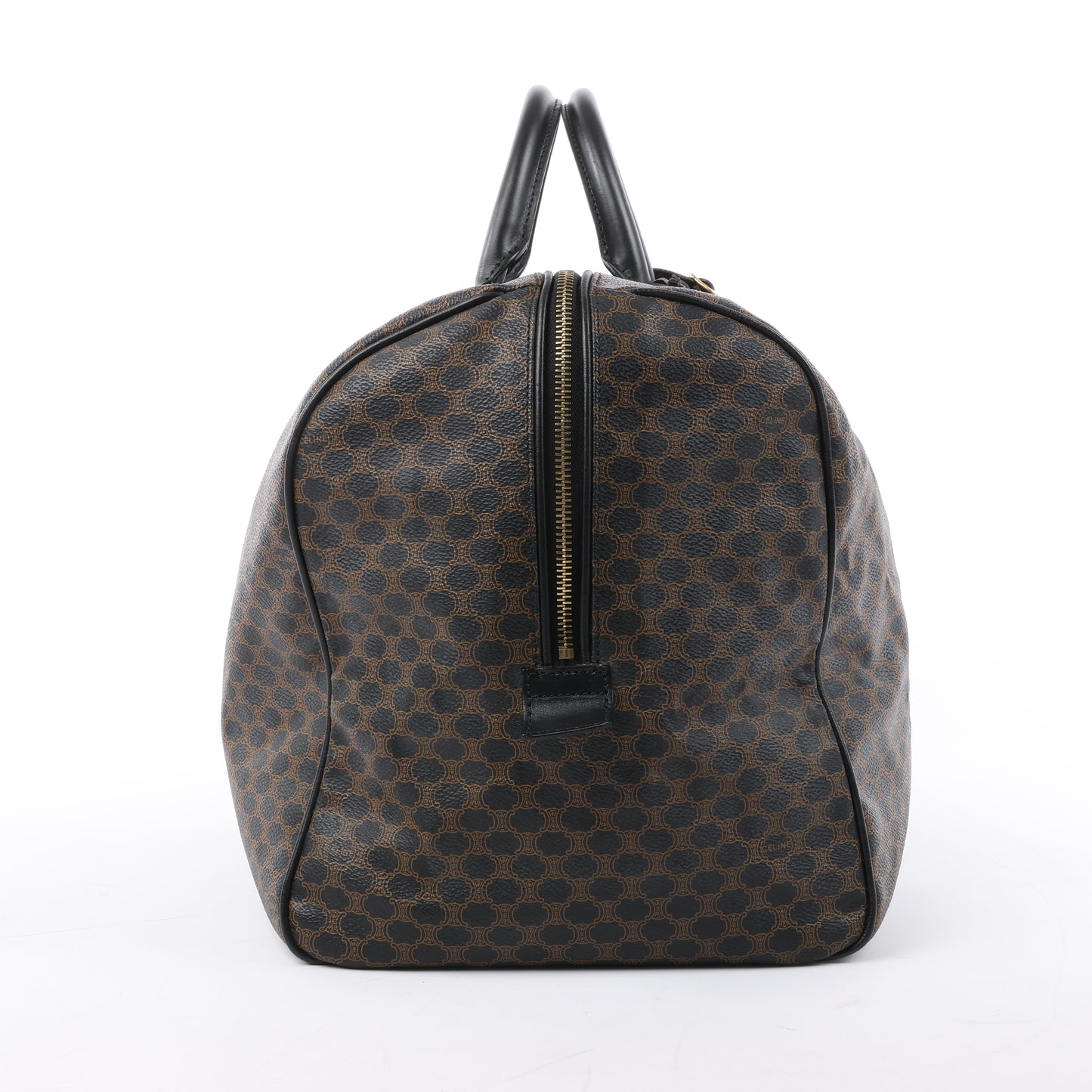 Sac de voyage Boston en PVC et cuir Macadam Celine, noir et marron
