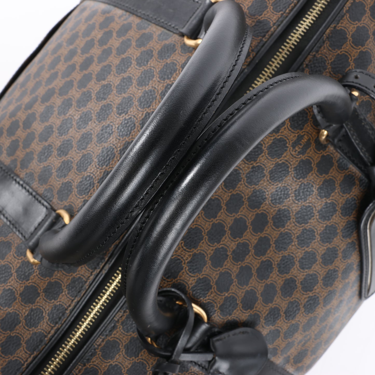 Sac de voyage Boston en PVC et cuir Macadam Celine, noir et marron
