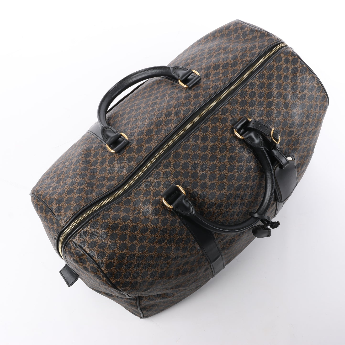Sac de voyage Boston en PVC et cuir Macadam Celine, noir et marron