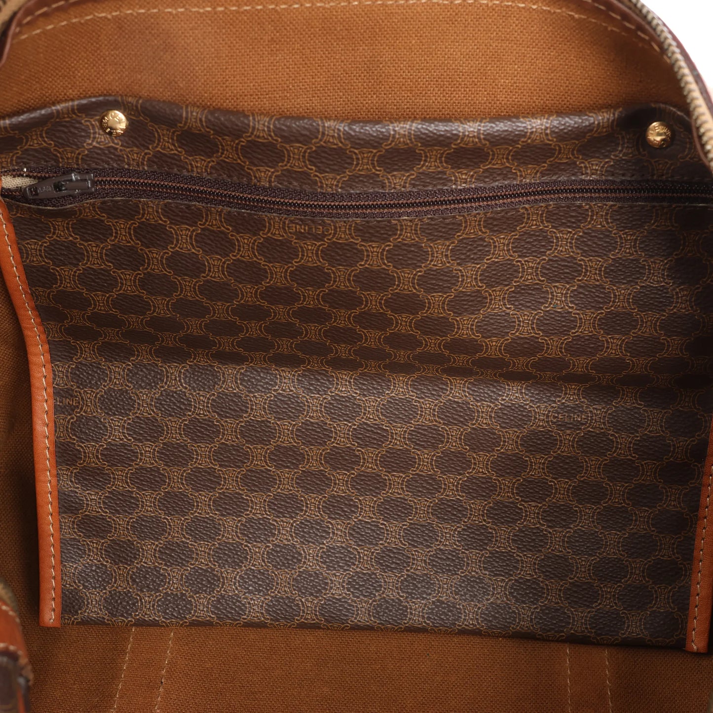 Celine Macadam Boston PVC & Leather Travel Bag in Brown