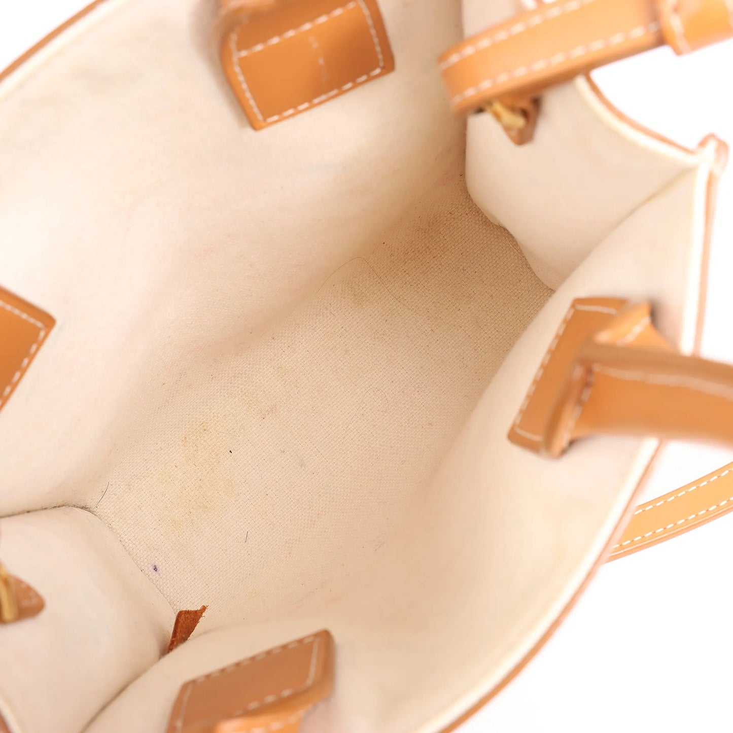 Celine Vertical Mini Hippopotamus Canvas x Leather 2Way Handbag Beige x Brown