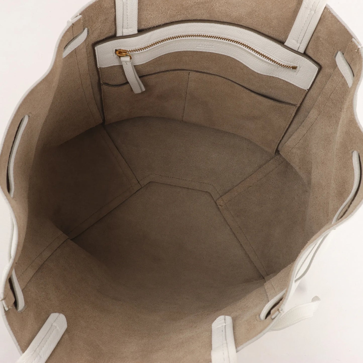 Celine Cabas Phantom Small Leather Shoulder Bag in White