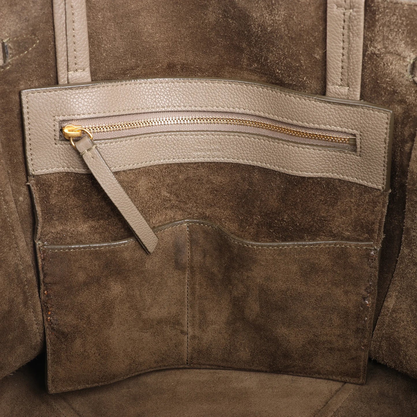 Celine Cabas Phantom Small Leather Shoulder Bag in Taupe