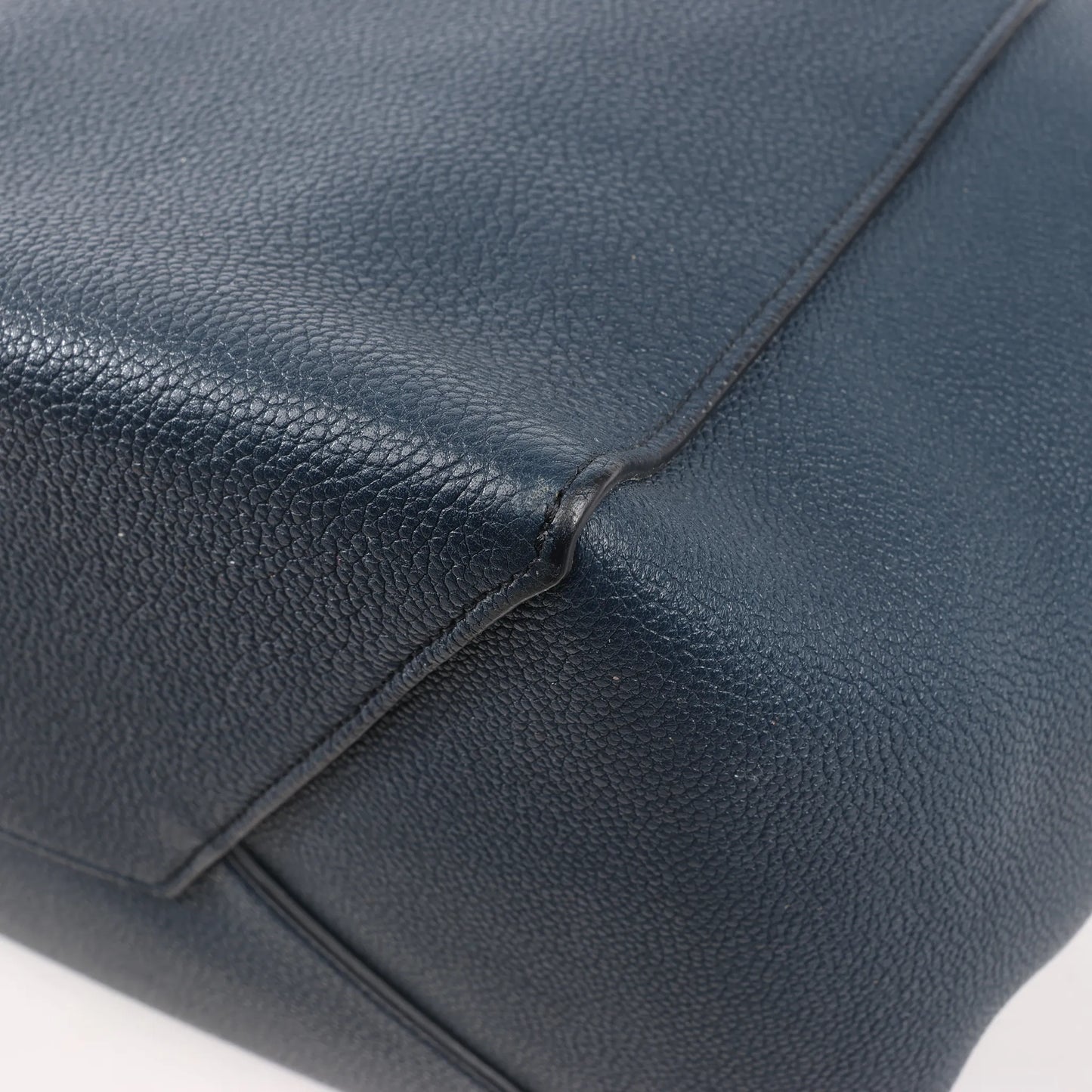 Celine Cabas Phantom Small Leather Shoulder Bag in Navy Blue