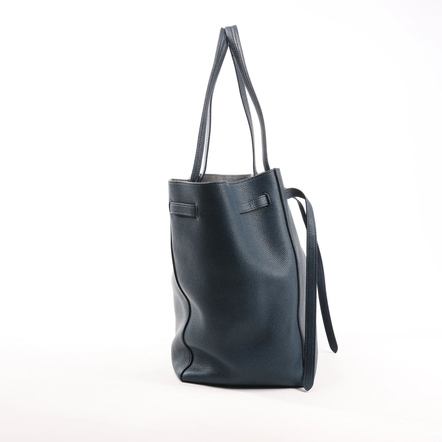 Celine Cabas Phantom Small Leather Shoulder Bag in Navy Blue