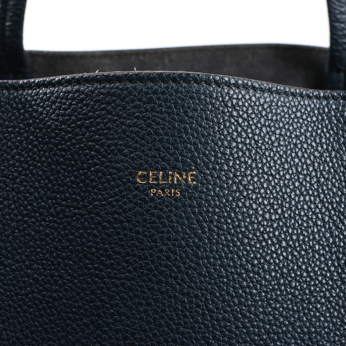 Celine Cabas Phantom Small Leather Shoulder Bag in Navy Blue
