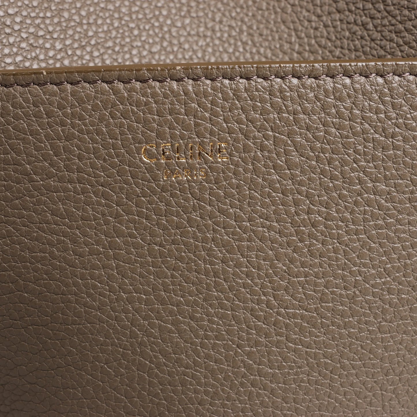 CELINE Seau Sangle Bucket Leather Shoulder Bag in Greige